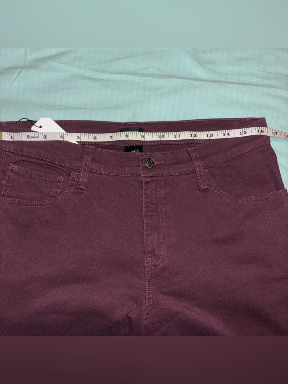 Express Womens Size 14 Burgundy Bootcut Denim Jeans Mid Rise  (F4) - Picture 6 of 11